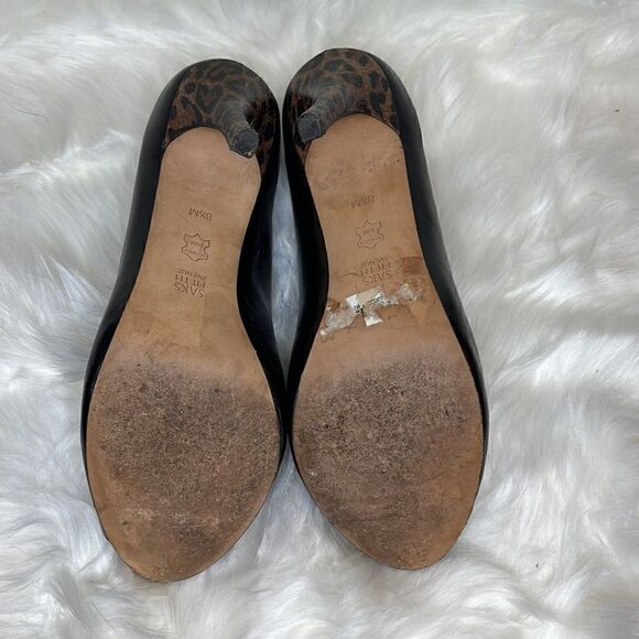 Saks Fifth Avenue Womens Black Open Toe Leopard Print Heels - Picture 7 of 8